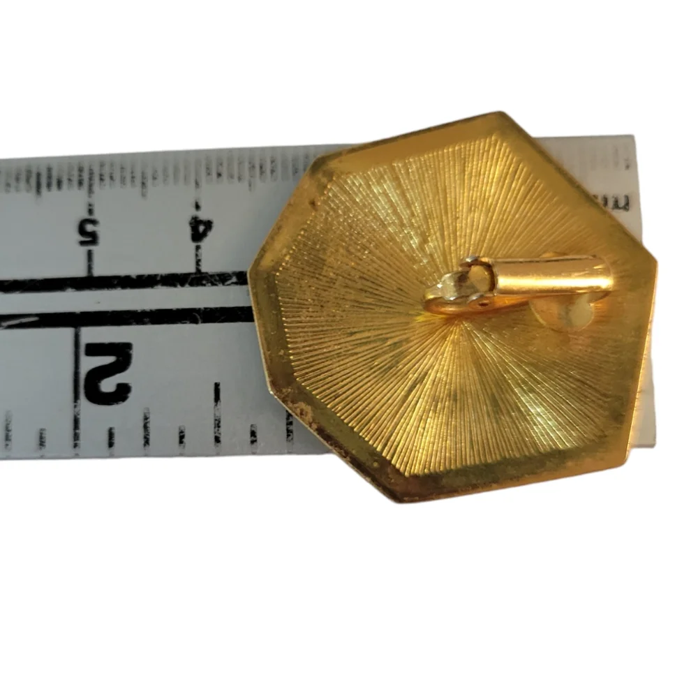Vintage Enameled Hexagon Shaped clip earrings